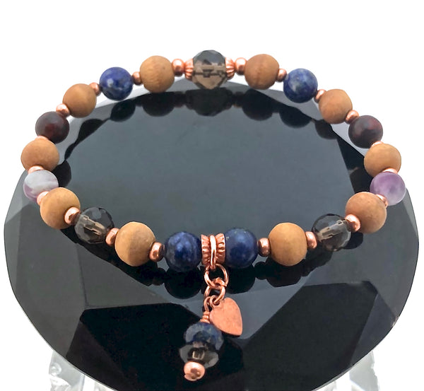 Cancer Immune System Healing Crystal Reiki Olive Wood Copper Bracelet - Spiritual Diva Jewelry
