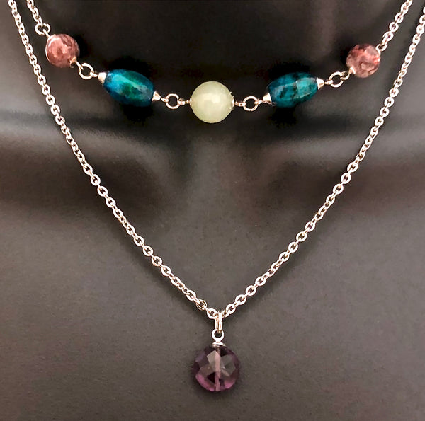 Strength Grief Depression Healing Crystal Reiki Double Choker Necklace - Spiritual Diva Jewelry