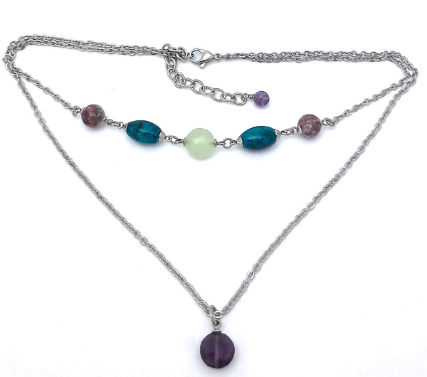 Strength Grief Depression Healing Crystal Reiki Double Choker Necklace - Spiritual Diva Jewelry