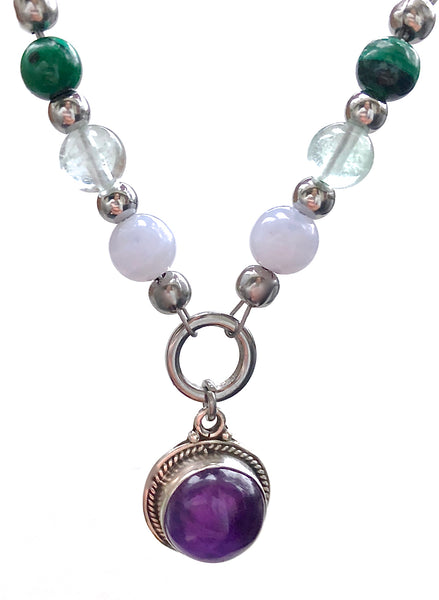Stress Anxiety Energy Healing Crystal Reiki Gemstone Choker Necklace - Spiritual Diva Jewelry