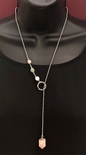 FERTILITY PREGNANCY Healing Crystal Reiki Sterling Lariat IVF Necklace - Spiritual Diva Jewelry