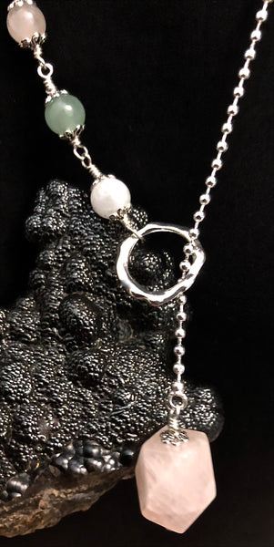 FERTILITY PREGNANCY Healing Crystal Reiki Sterling Lariat IVF Necklace - Spiritual Diva Jewelry