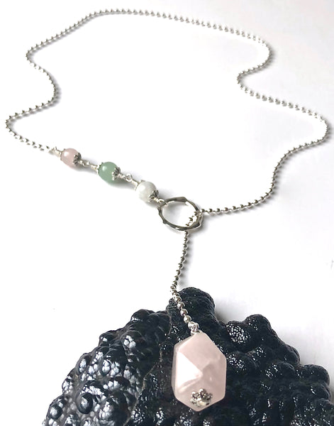 FERTILITY PREGNANCY Healing Crystal Reiki Sterling Lariat IVF Necklace - Spiritual Diva Jewelry