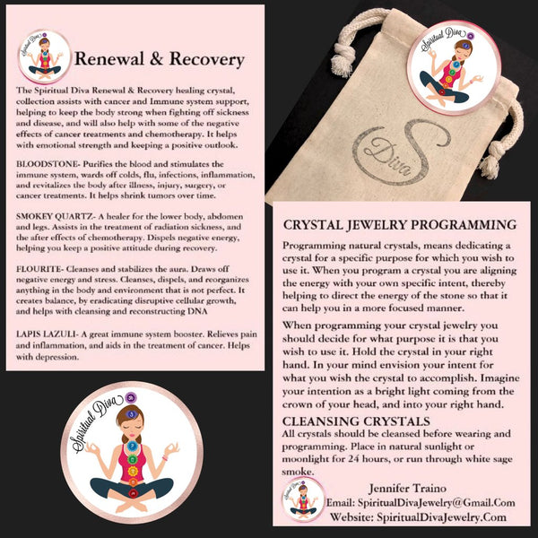 Spiritual Diva jewelry Cancer Immune System Recovery Healing Crystal Men Unisex Reiki Bracelet description