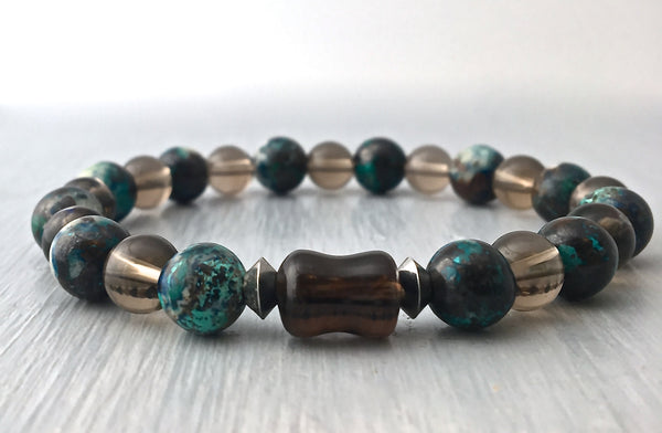 Quantum Quattro Smoky Quartz Healing Crystal Men Unisex Reiki Bracelet - Spiritual Diva Jewelry