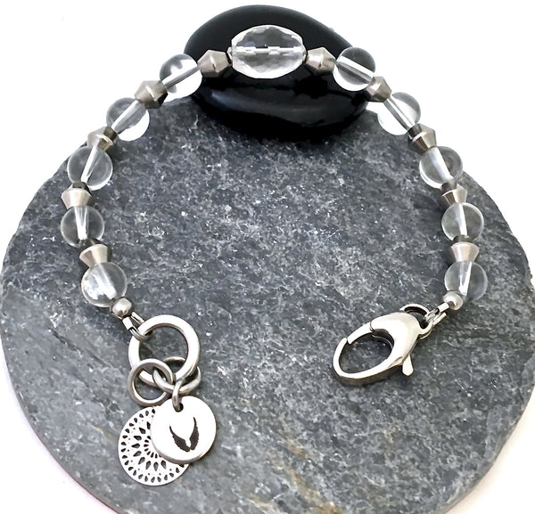 Clear Quartz Healing Crystal Reiki Angel Adjustable Gemstone Bracelet - Spiritual Diva Jewelry