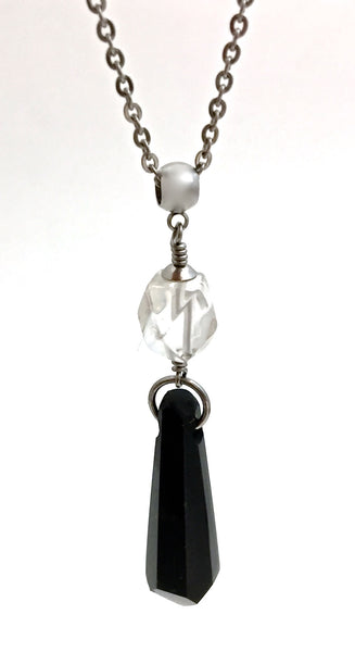 Shungite Clear Quartz Healing Crystal Reiki Gemstone Pendant Necklace - Spiritual Diva Jewelry