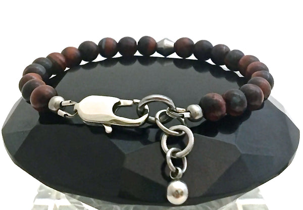 Red Tiger Eye Energy Healing Crystal Reiki Gemstone Clasp Bracelet - Spiritual Diva Jewelry