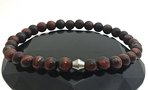 Red Tiger Eye Healing Crystal Reiki Gemstone Mens Unisex Bracelet - Spiritual Diva Jewelry