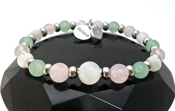 FERTILITY PREGNANCY Healing Crystal Reiki Moonstone IVF Charm Bracelet - Spiritual Diva Jewelry