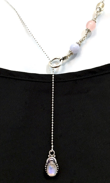 New Mother Healing Crystal Reiki Sterling Gemstone Lariat Y Necklace - Spiritual Diva Jewelry
