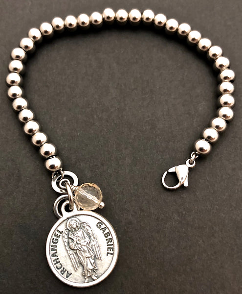 Archangel Gabriel Citrine Healing Crystal Stainless Charm Bracelet - Spiritual Diva Jewelry