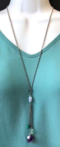 Stress Anxiety Energy Healing Crystal Reiki Gemstone Tassel Necklace - Spiritual Diva Jewelry