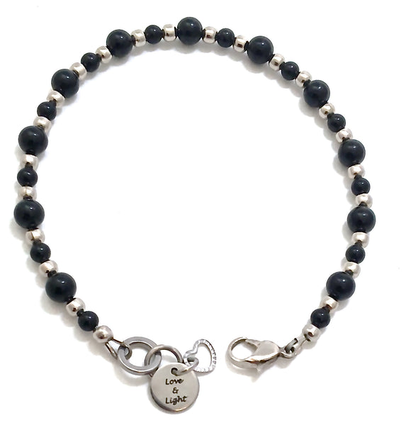 Black Tourmaline Energy Healing Crystal Reiki Gemstone Ankle Bracelet - Spiritual Diva Jewelry