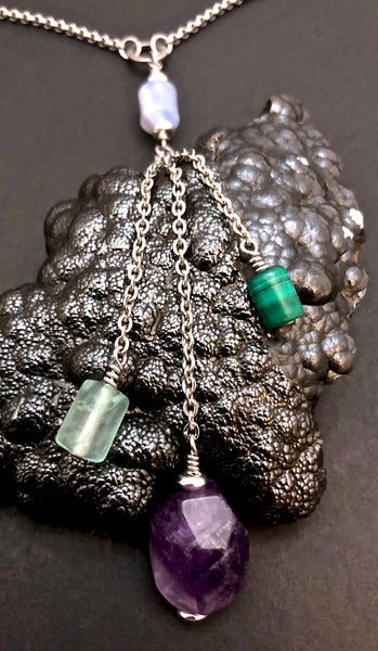 Stress Anxiety Energy Healing Crystal Reiki Gemstone Tassel Necklace - Spiritual Diva Jewelry