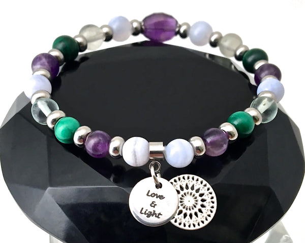 Stress Anxiety Relief Energy Healing Crystal Reiki Gemstone Bracelet - Spiritual Diva Jewelry