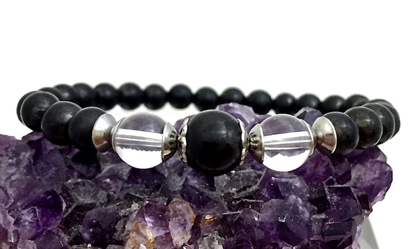 Shungite Clear Quartz Energy Healing Crystal Reiki Gemstone Bracelet - Spiritual Diva Jewelry