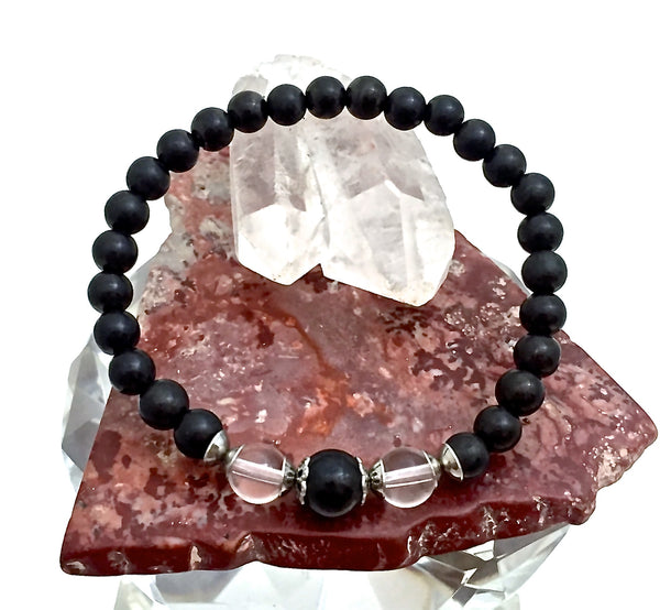 Shungite Clear Quartz Energy Healing Crystal Reiki Gemstone Bracelet - Spiritual Diva Jewelry