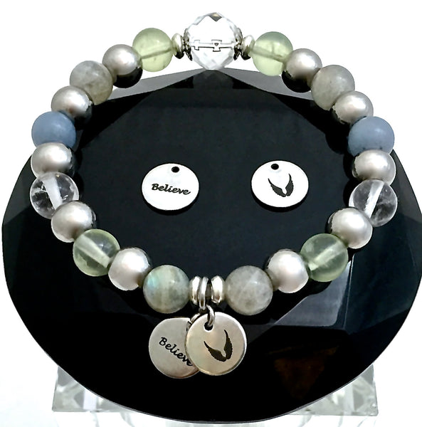 Guardian Angel Reiki Energy Healing Crystal Gemstone Charm Bracelet - Spiritual Diva Jewelry