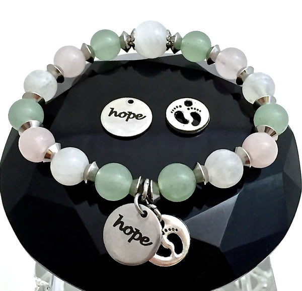 FERTILITY PREGNANCY Healing Crystal Reiki Hope Charm Gemstone Bracelet - Spiritual Diva Jewelry