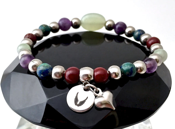 STRENGTH Grief depression Healing Crystal Reiki Angel Stretch Bracelet - Spiritual Diva Jewelry