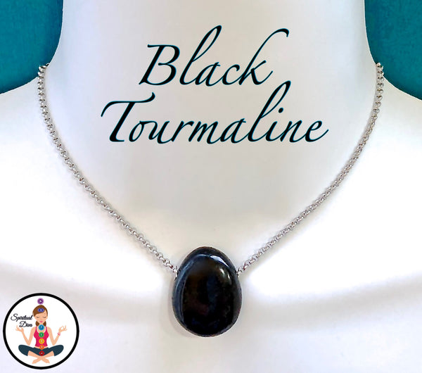 Black Tourmaline Energy Healing Crystal Reiki Gemstone Choker Necklace - Spiritual Diva Jewelry