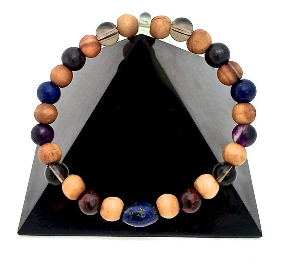 Cancer Immune System Recovery Healing Crystal Men Olive Wood Bracelet - Spiritual Diva Jewelry