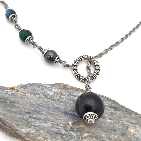 Chronic Pain Relief Healing Crystal Reiki Gemstone Lariat Necklace - Spiritual Diva Jewelry