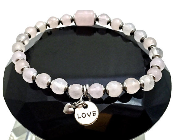 Rose Quartz Love Fertility Reiki Energy Healing Crystal Charm Bracelet - Spiritual Diva Jewelry