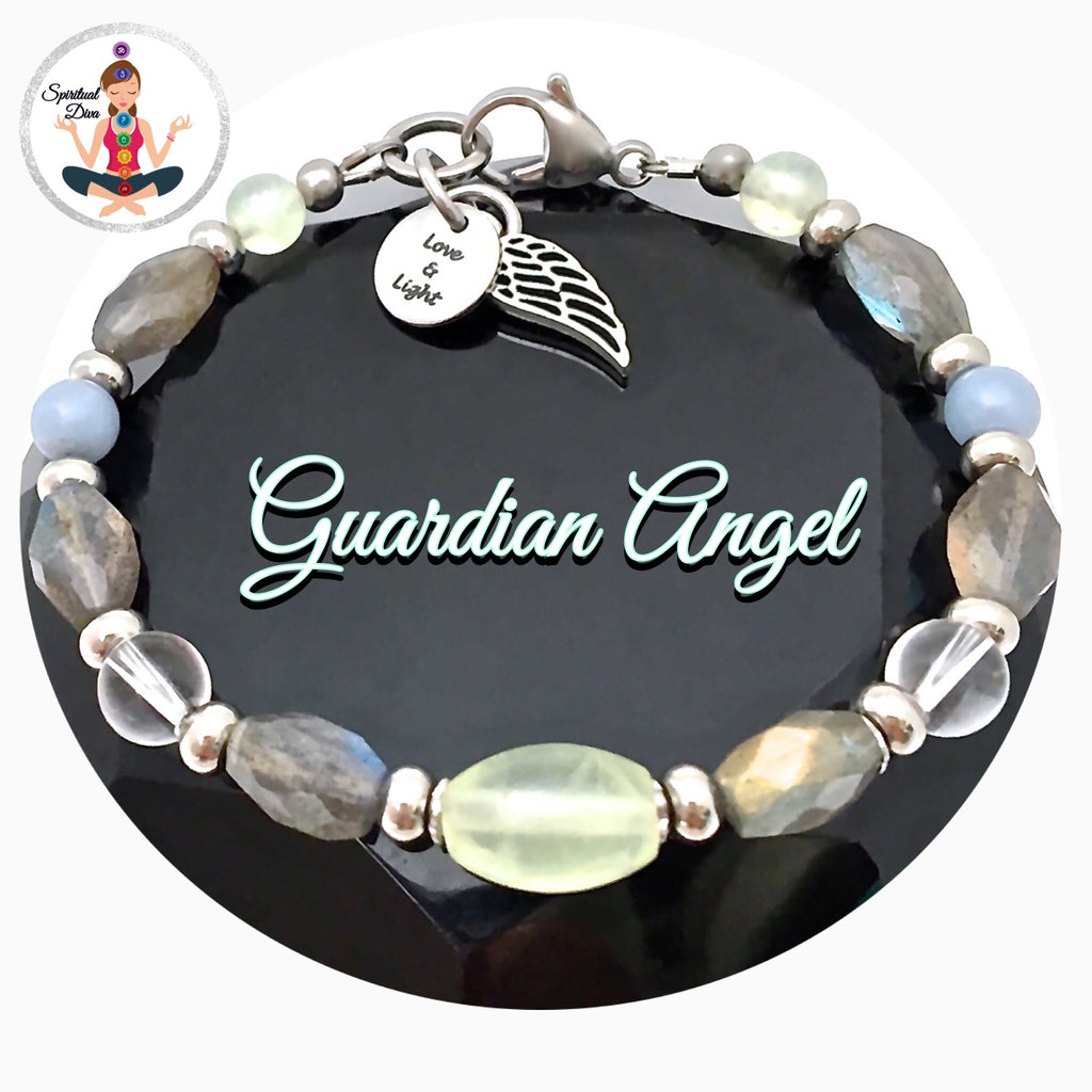 Guardian Angel Energy Healing Crystal Reiki Gemstone Clasp Bracelet - Spiritual Diva Jewelry