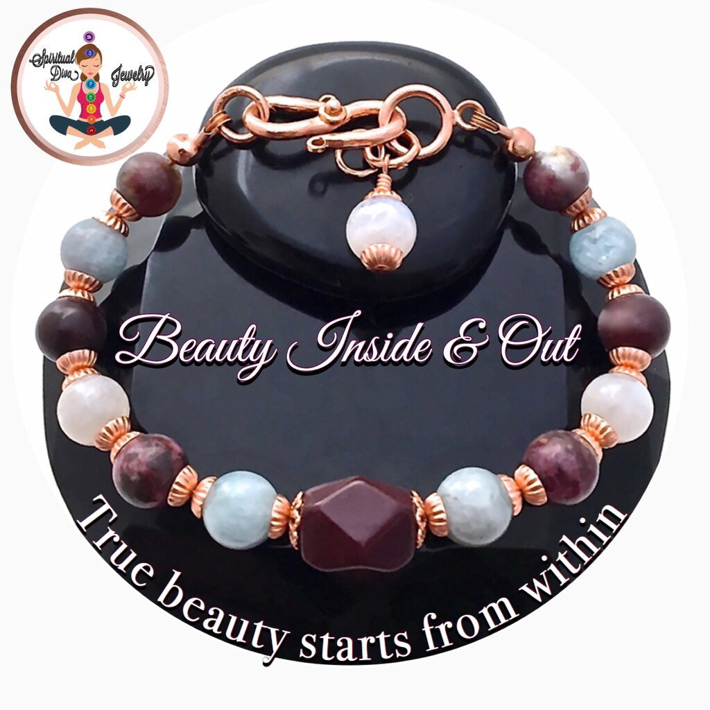 INNER BEAUTY Healing Crystal Reiki Copper Gemstone Bracelet Moonstone - Spiritual Diva Jewelry