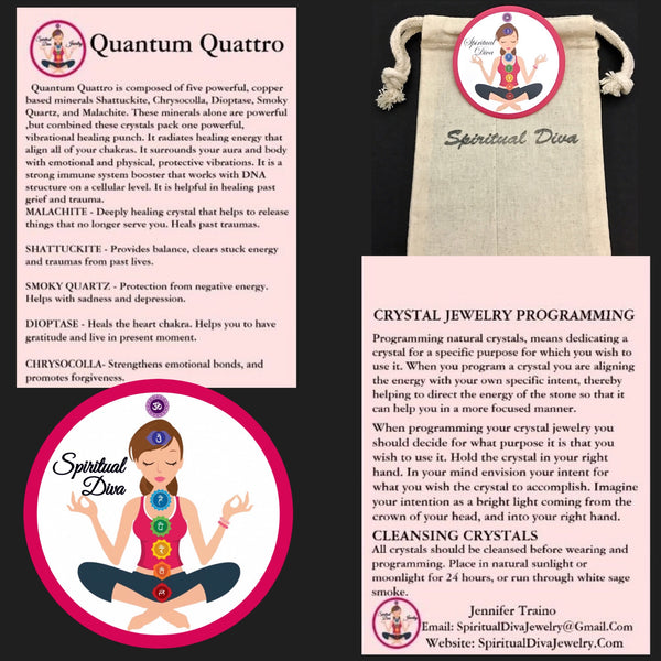 Quantum Quattro Smoky Quartz Healing Crystal Men Unisex Reiki Bracelet - Spiritual Diva Jewelry