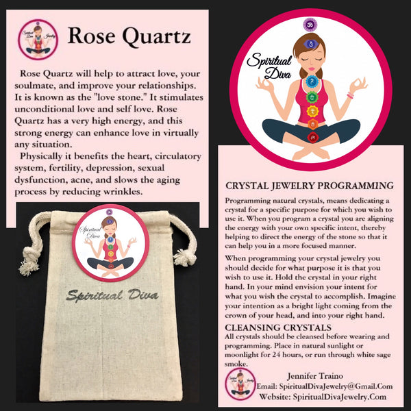 Rose Quartz Love Fertility Reiki Energy Healing Crystal Charm Bracelet - Spiritual Diva Jewelry