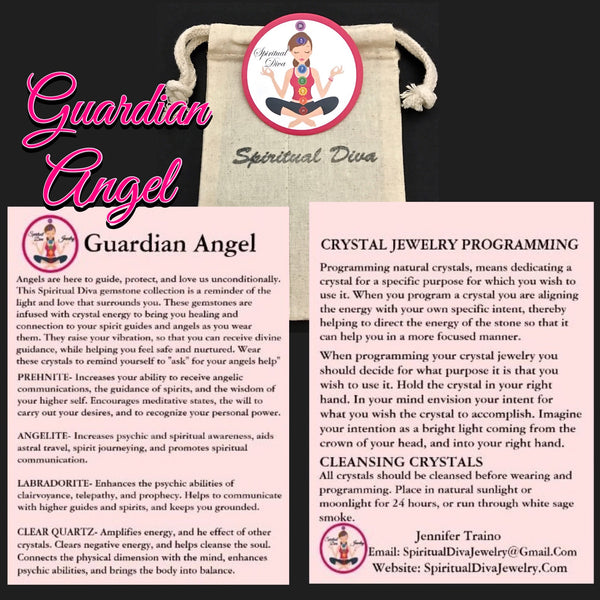 Guardian Angel Energy Healing Crystal Reiki Gemstone Charm Bracelet - Spiritual Diva Jewelry