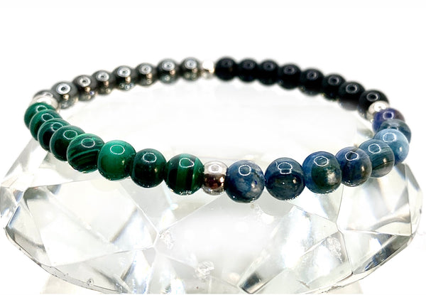 chronic pain energy crystal mens unisex reiki bracelet - spiritual diva jewelry