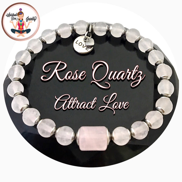 Rose Quartz Love Fertility Reiki Energy Healing Crystal Charm Bracelet - Spiritual Diva Jewelry