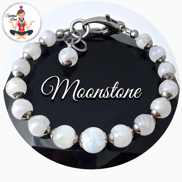 Moonstone Energy Healing Crystal Reiki Adjustable Gemstone Bracelet - Spiritual Diva Jewelry