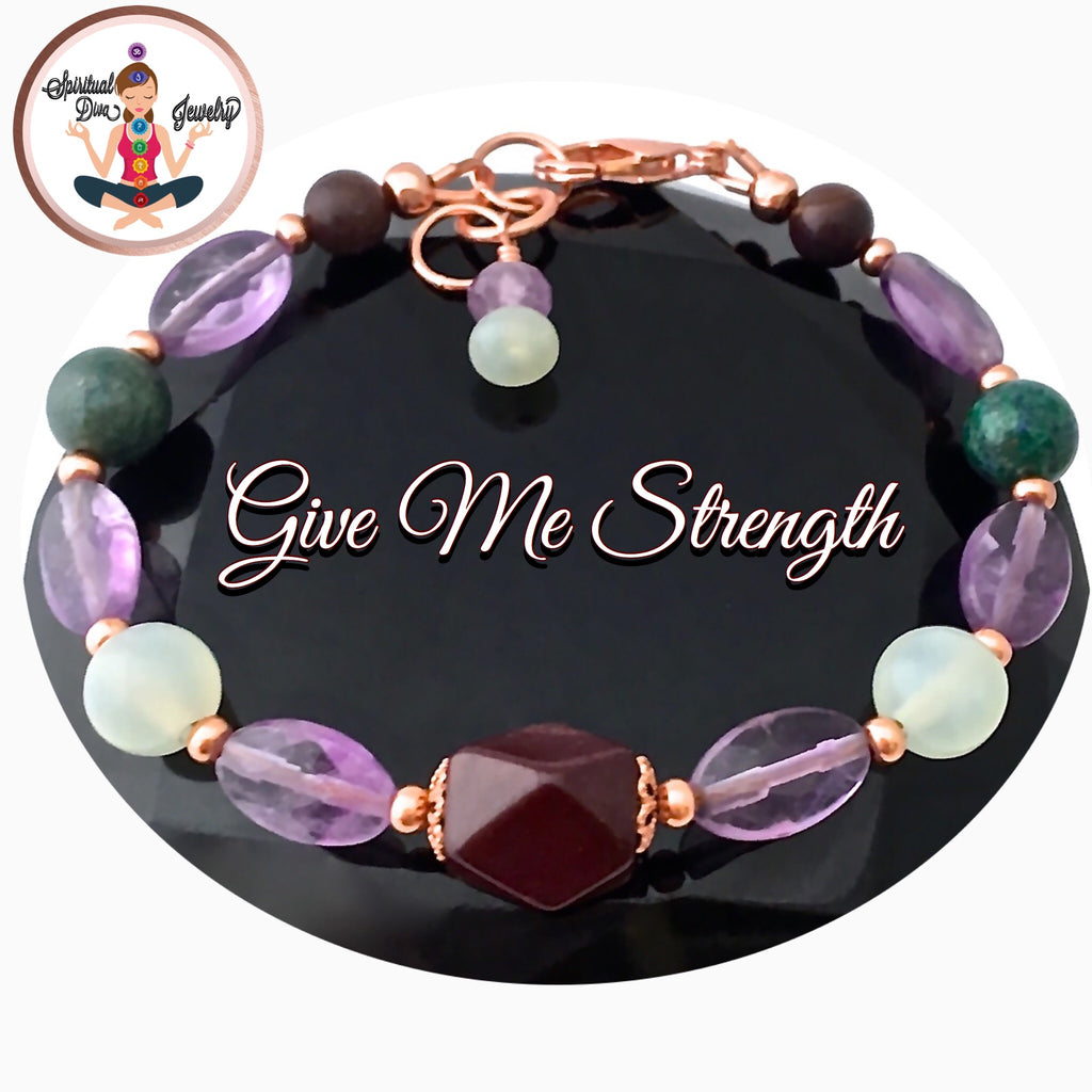 Strength Grief Depression Healing Crystal Copper Reiki Clasp Bracelet - Spiritual Diva Jewelry