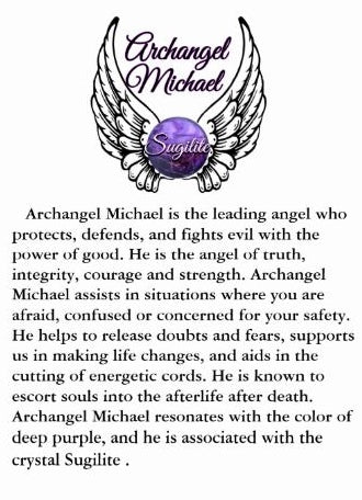 Archangel St Michael Sugilite Healing Crystal Stainless Charm Bracelet - Spiritual Diva Jewelry