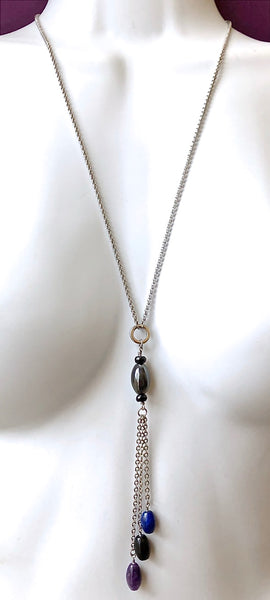 PROTECTION Reiki Energy Healing Crystal Gemstone Tassel Necklace - Spiritual Diva Jewelry