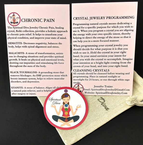 CHRONIC PAIN Relief Healing Crystal Reiki Gemstone Angel Bracelet - Spiritual Diva Jewelry