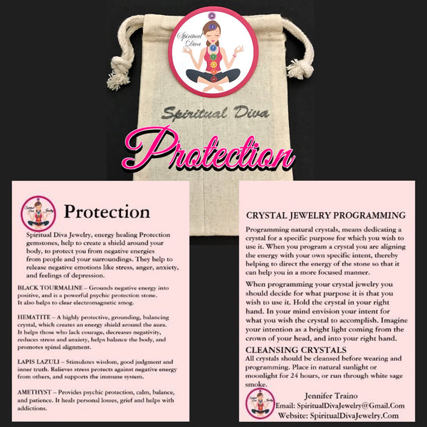 PROTECTION Hamsa Hand Mens Unisex Healing Crystal Reiki Bracelet SALE - Spiritual Diva Jewelry
