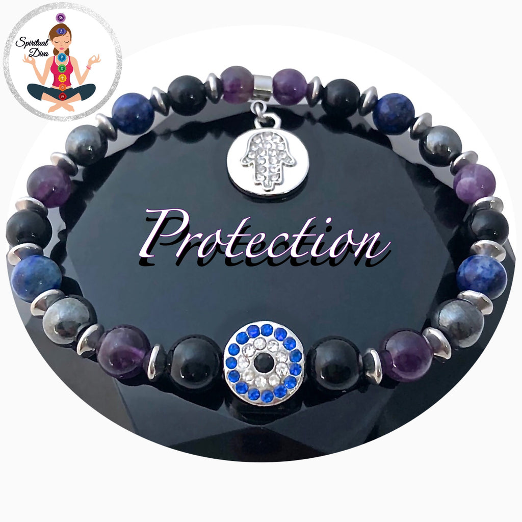 PROTECTION Hamsa Hand Evil Eye Healing Crystal Reiki Gemstone