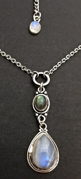 Moonstone Labradorite Healing Crystal Reiki Choker Gemstone Necklace - Spiritual Diva Jewelry