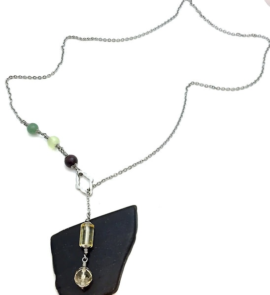 PROSPERITY ABUNDANCE Reiki Healing Crystal Gemstone Lariat Y Necklace - Spiritual Diva Jewelry