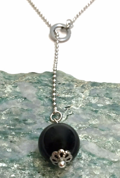 Black Tourmaline Healing Crystal Reiki Lariat Gemstone Y Necklace - Spiritual Diva Jewelry