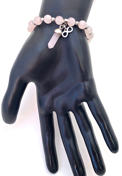 Rose Quartz Love Fertility Reiki Energy Healing Crystal Charm Bracelet - Spiritual Diva Jewelry