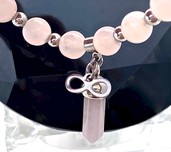 Rose Quartz Love Fertility Reiki Energy Healing Crystal Charm Bracelet - Spiritual Diva Jewelry