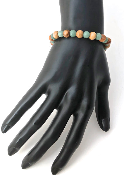 Green Aventurine Olive Wood Healing Crystal Reiki Unisex Yoga Bracelet - Spiritual Diva Jewelry