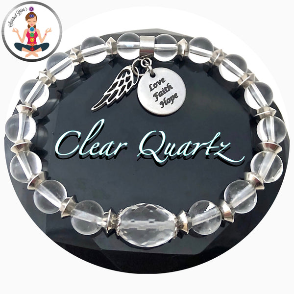 Clear Quartz Energy Healing Crystal Reiki Gemstone Angel Hope Bracelet - Spiritual Diva Jewelry